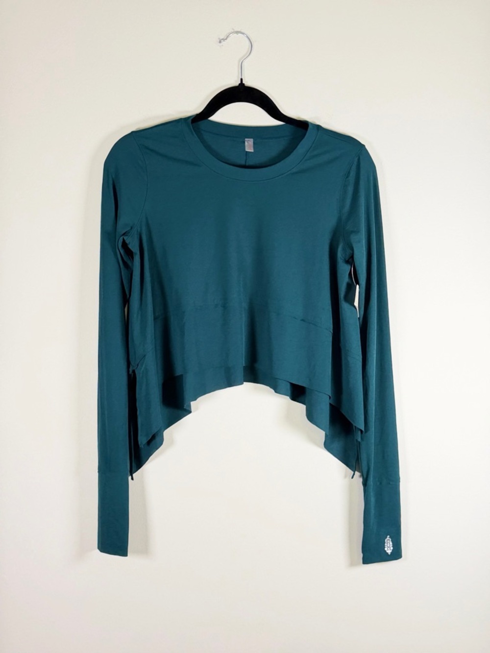 FP Movement by Free People Teal Asymmetric Long-Sleeve Crop Top